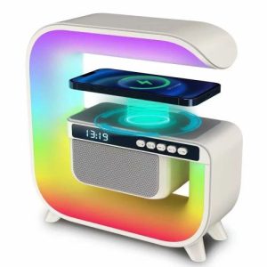 G3 6 In 1 Portable Bluetooth Speaker With Radio, Alarm Clock Display 15W Wireless - White